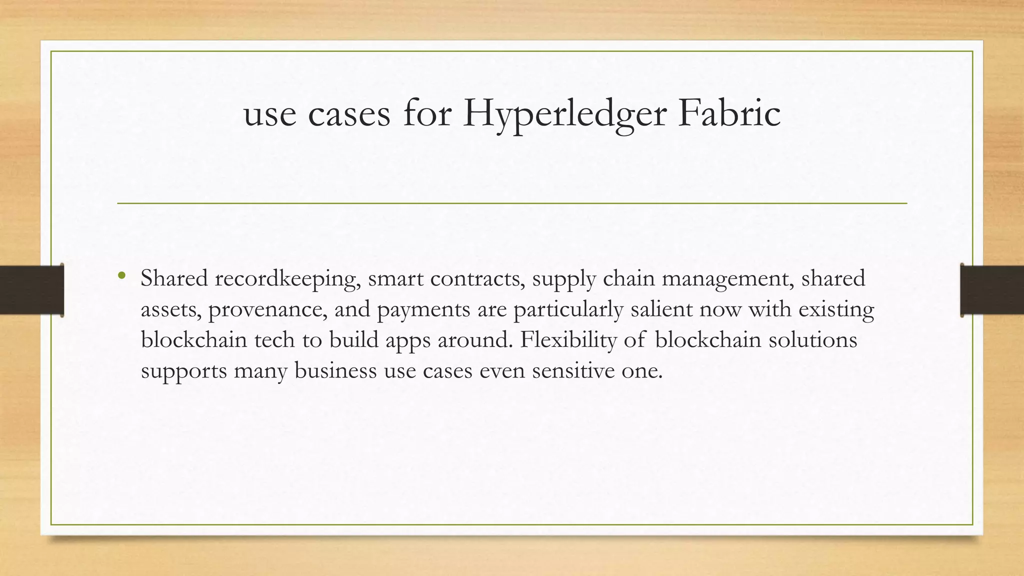 Chaincode Use Cases | PPTX
