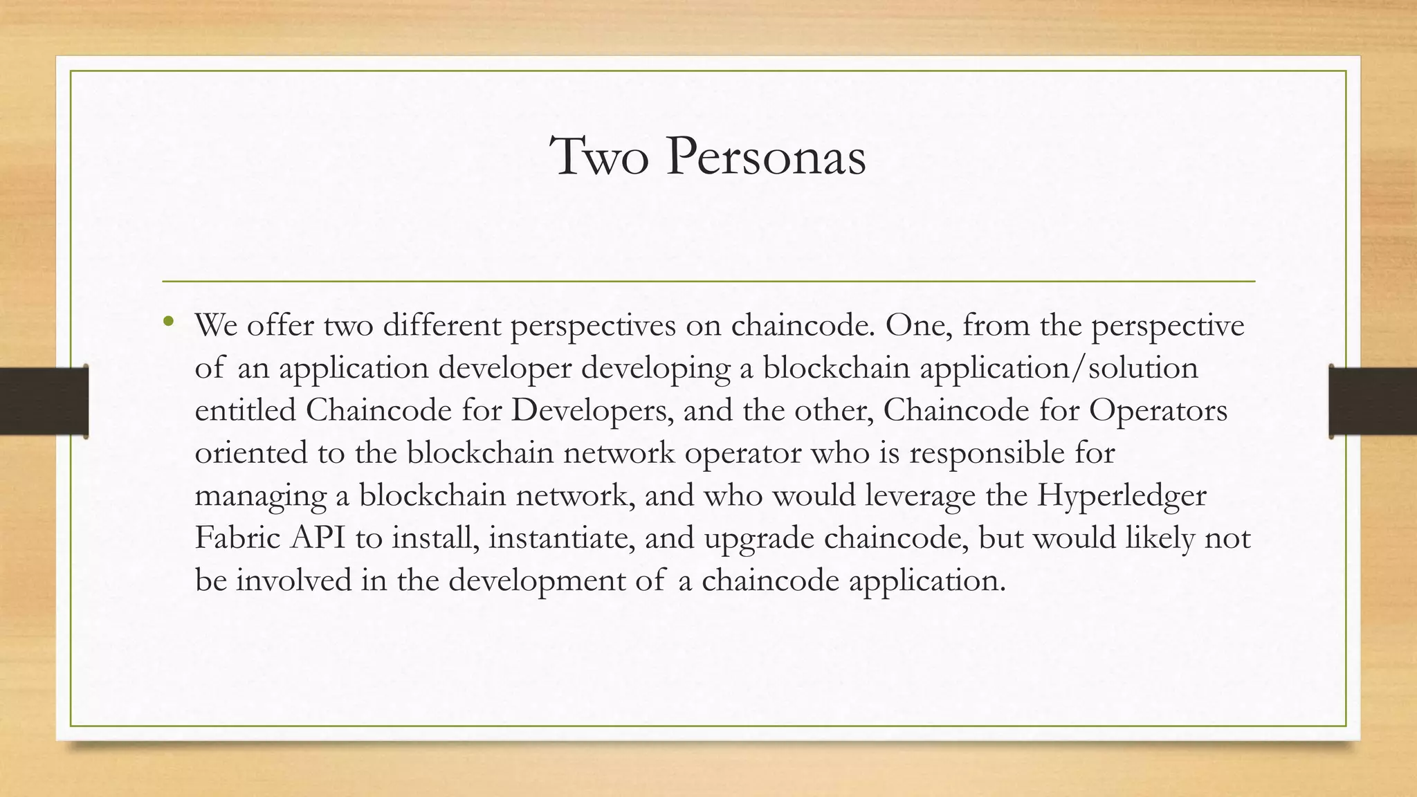 Chaincode Use Cases | PPTX