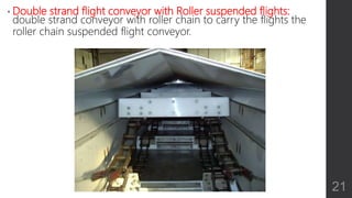 • Double strand flight conveyor with Roller suspended flights:
double strand conveyor with roller chain to carry the flights the
roller chain suspended flight conveyor.
21
 
