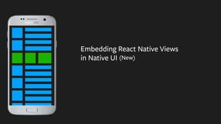 (New)in Native UI
Embedding React Native Views
 