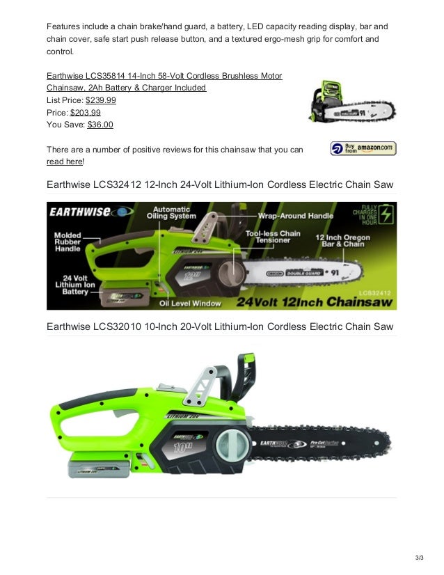 Earthwise 16Inch Corded Electric Chainsaw Review