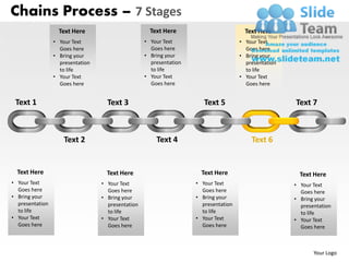 Chains Process – 7 Stages
                   Text Here                         Text Here                         Text Here
                 • Your Text                       • Your Text                       • Your Text
                   Goes here                         Goes here                         Goes here
                 • Bring your                      • Bring your                      • Bring your
                   presentation                      presentation                      presentation
                   to life                           to life                           to life
                 • Your Text                       • Your Text                       • Your Text
                   Goes here                         Goes here                         Goes here


 Text 1                             Text 3                             Text 5                         Text 7



                     Text 2                            Text 4                            Text 6


  Text Here                         Text Here                         Text Here                         Text Here
• Your Text                       • Your Text                       • Your Text                       • Your Text
  Goes here                         Goes here                         Goes here                         Goes here
• Bring your                      • Bring your                      • Bring your                      • Bring your
  presentation                      presentation                      presentation                      presentation
  to life                           to life                           to life                           to life
• Your Text                       • Your Text                       • Your Text                       • Your Text
  Goes here                         Goes here                         Goes here                         Goes here



                                                                                                             Your Logo
 