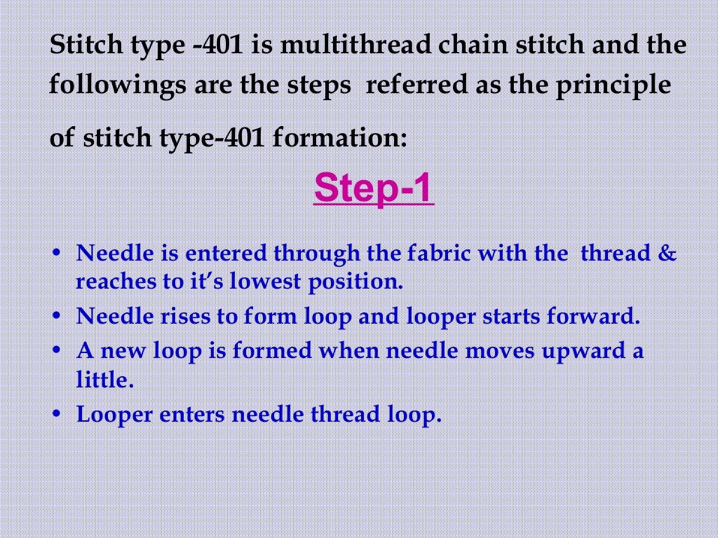 Chain stitch formation
