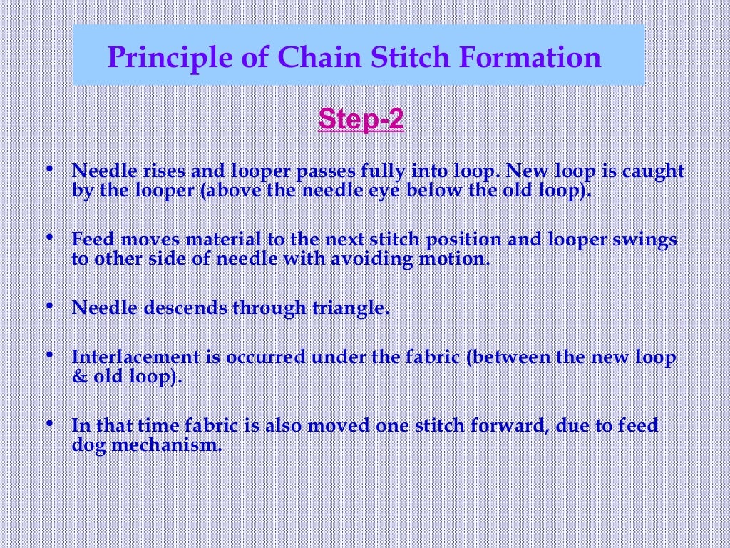 Chain stitch formation