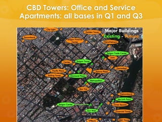 CBD Towers: Office and Service
Apartments: all bases in Q1 and Q3
 