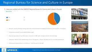 Regional Bureau for Science and Culture in Europe
Click to add text
• Research, capacity building, training programmes and...