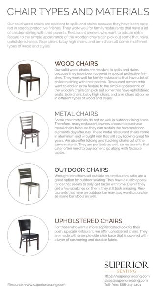 Chair types and materials