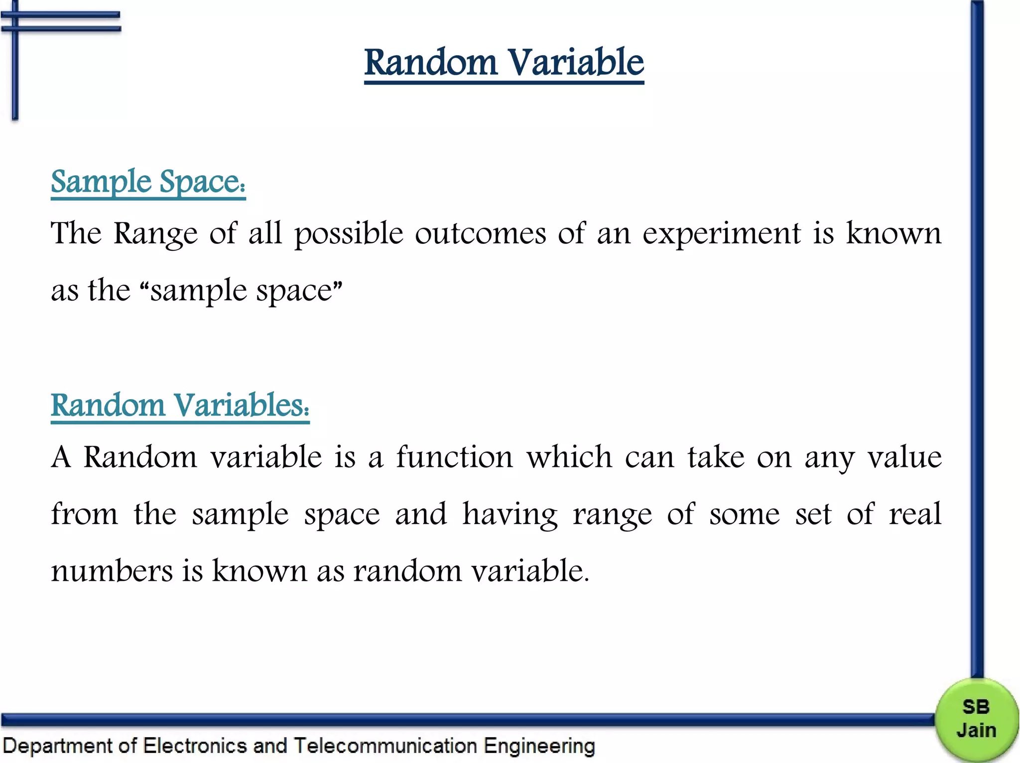 Theory Of Probability- Random Variable | PPT