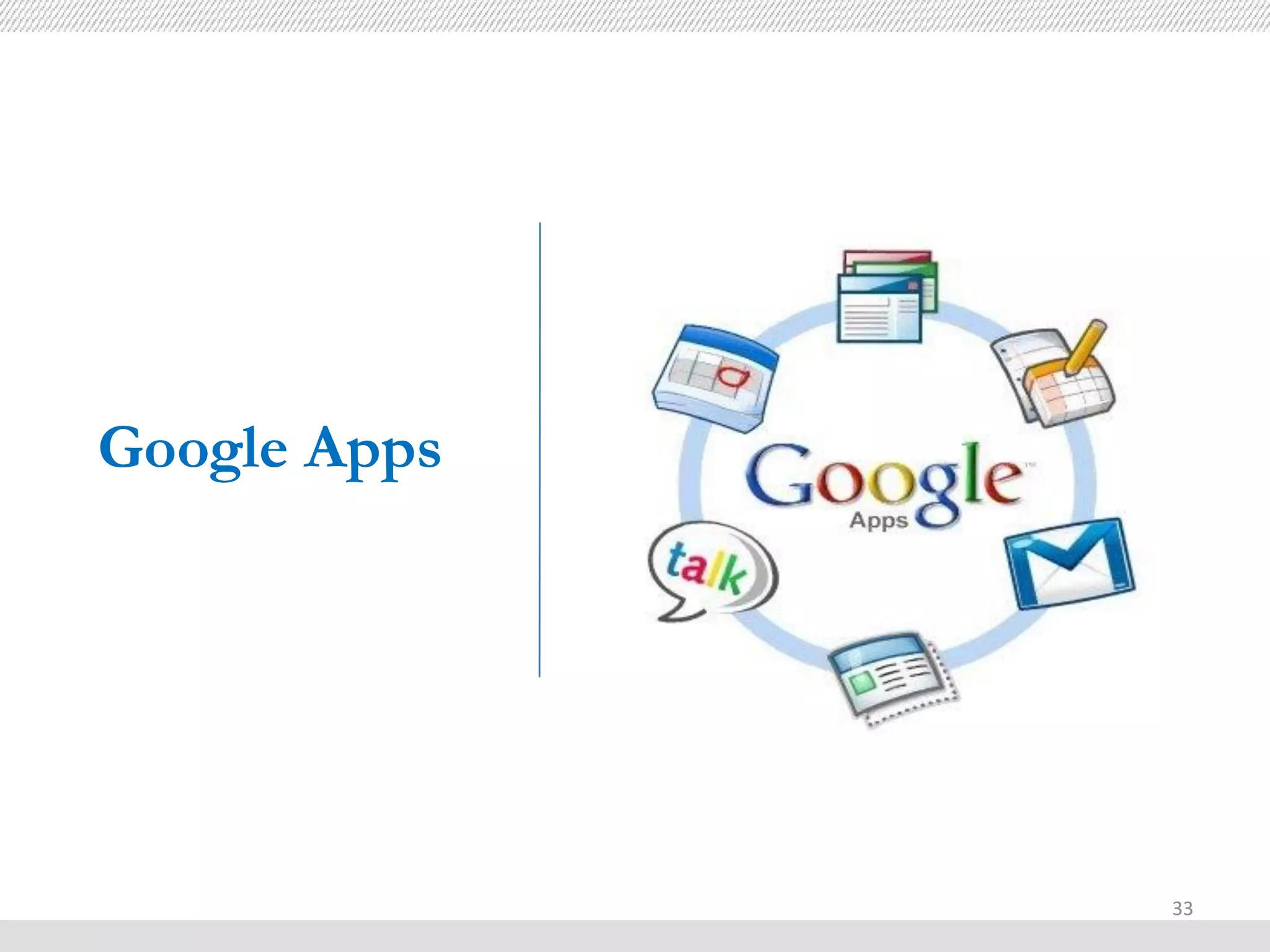 Google Apps




              33
 