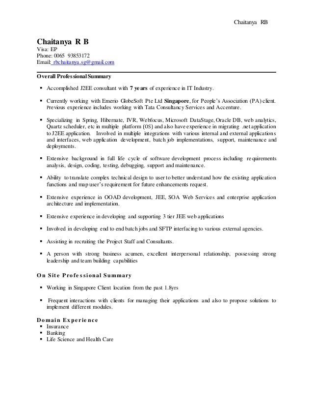 j2ee consultant resume