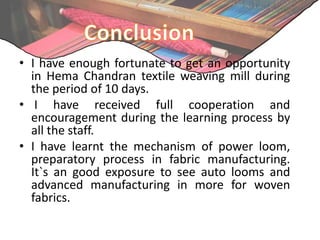 • EIRI Project Consultants, Cotton Spinning Sizing, Yarn Dyeing And
Weaving Mill
http://www.eiriindia.org/index.php?route=...