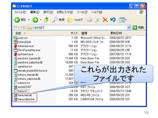これらが出力された
  ファイルです



        19
 