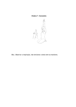 Chakra 7 - Coronário
Obs.: Observar a respiração, não tencionar a testa nem os maxilares.
 