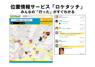 位置情報サービス「ロケタッチ」
  みんなの「行った」がすぐわかる
 