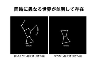 同時に異なる世界が並列して存在
 