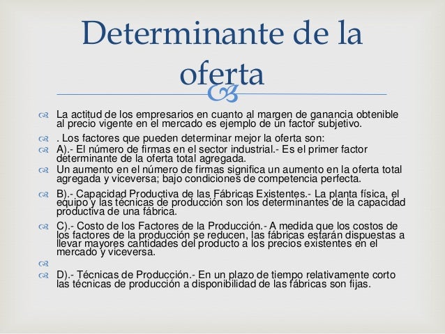 TEORÍA ELEMENTAL DE LA OFERTA