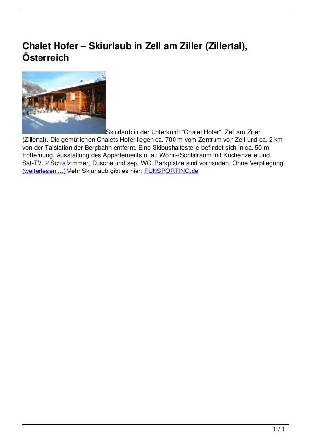 Chalet Hofer 8211 Skiurlaub In Zell Am Ziller Zillertal Osterre