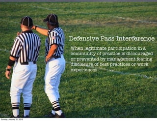 Defensive Pass Interference
                           When legitimate participation in a
                           commu...