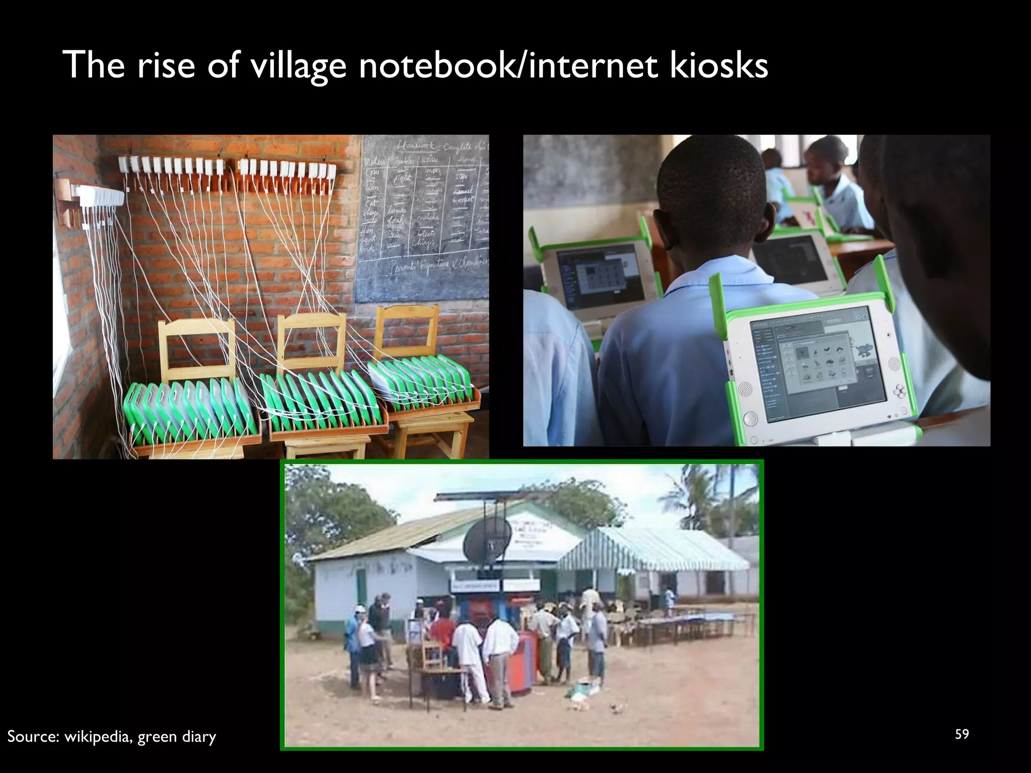 The rise of village notebook/internet kiosks
59Source: wikipedia, green diary
 