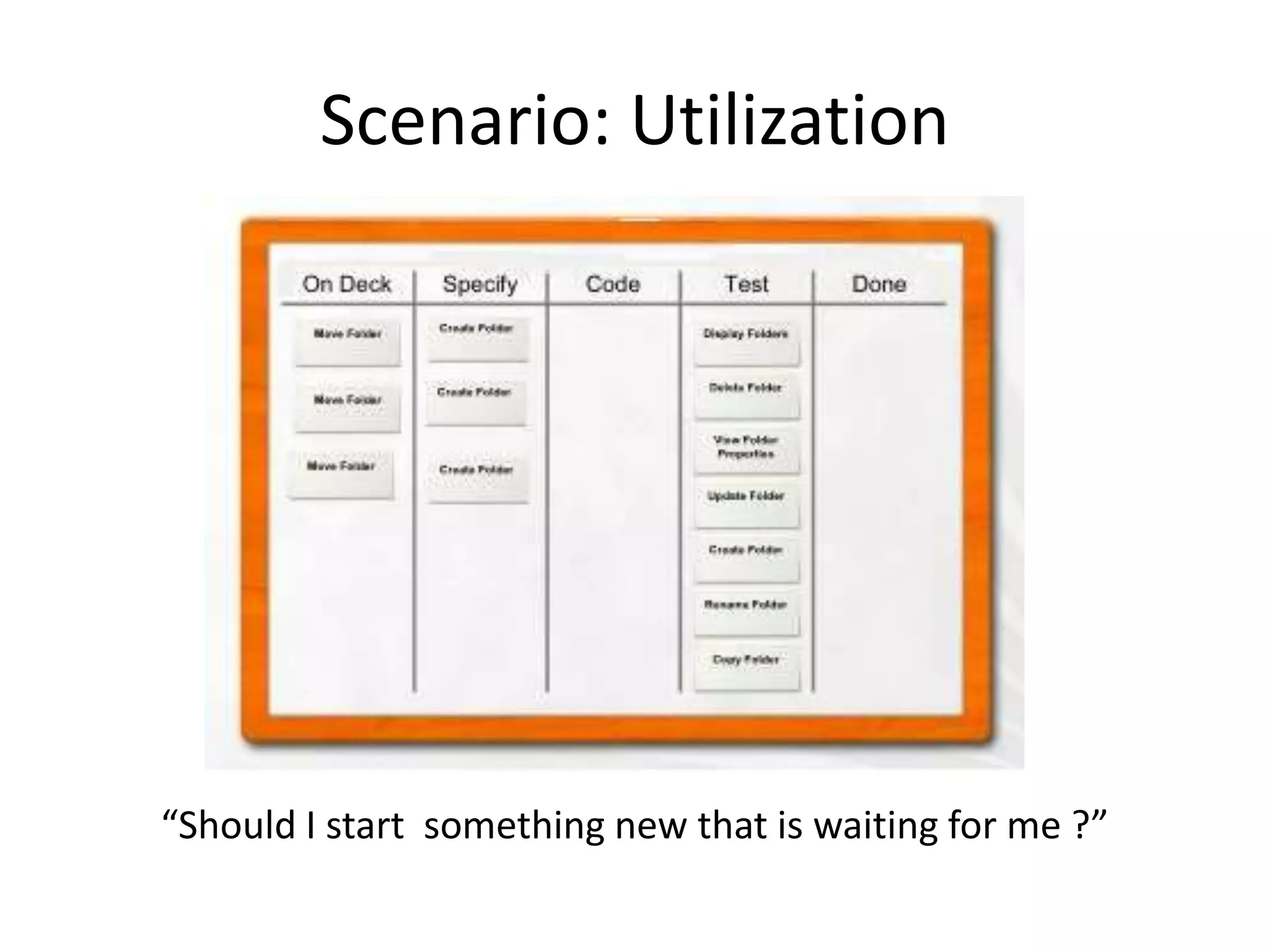Scenario: Utilization




“Should I start something new that is waiting for me ?”
 