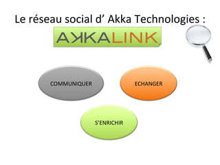 Le réseau social d’ Akka Technologies : COMMUNIQUER ECHANGER S’ENRICHIR 