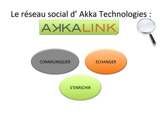 Le réseau social d’ Akka Technologies : COMMUNIQUER ECHANGER S’ENRICHIR 