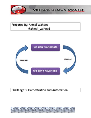 Prepared By: Akmal Waheed
@akmal_waheed
Challenge 3: Orchestration and Automation
 