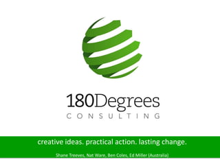 creative ideas. practical action. lasting change.
     Shane Treeves, Nat Ware, Ben Coles, Ed Miller (Australia)
 