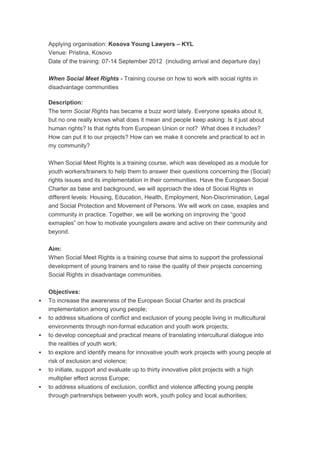 [Challenge:Future] Training Course "When Social Meet Rights