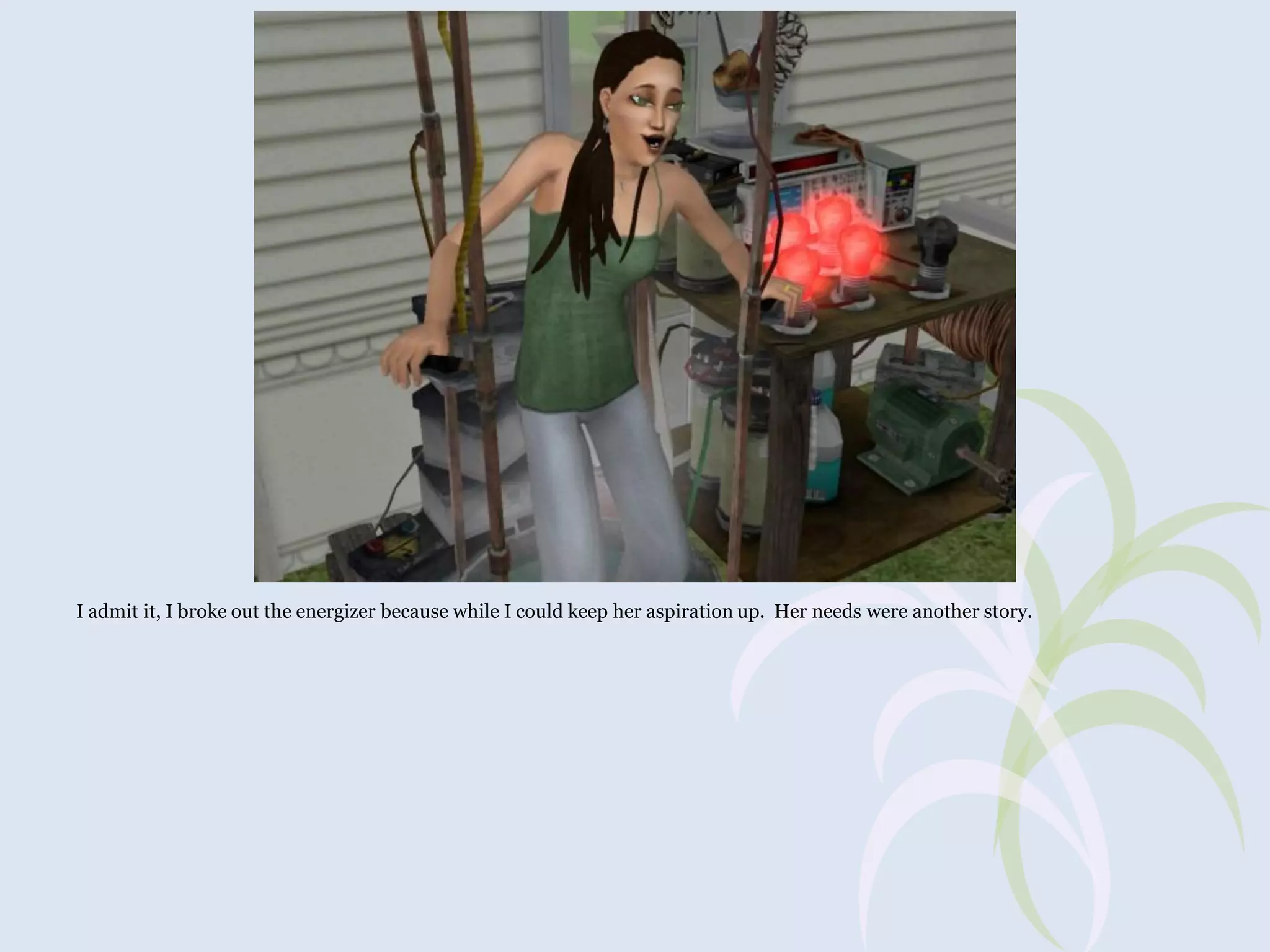 I admit it, I broke out the energizer because while I could keep her aspiration up. Her needs were another story.

 