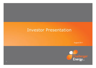 Investor Presentation

                            August 2011




1
 