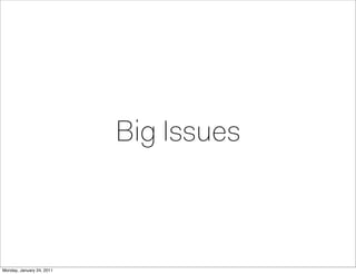Big Issues



Monday, January 24, 2011
 