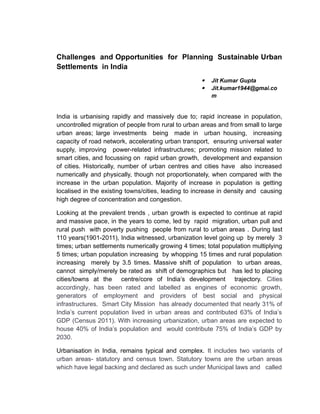 Challenges and Opportunities for Planning Sustainable Urban Settlements ...