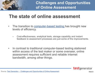 Challenges and opportunities of online assessment | PDF