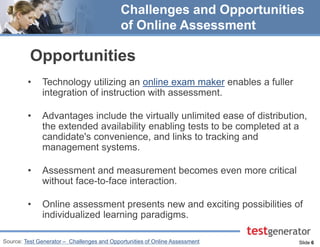 Challenges and opportunities of online assessment | PDF