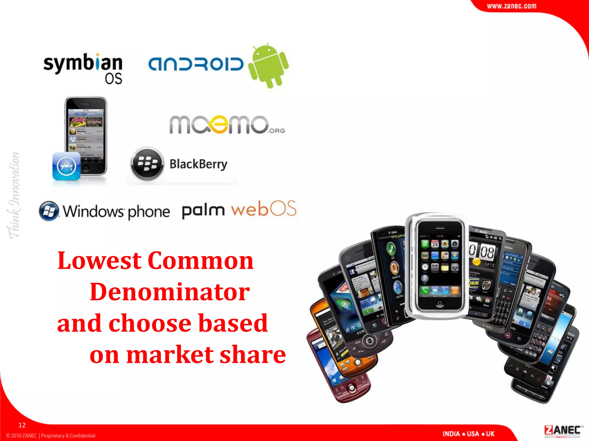Lowest Common
Denominator
and choose based
on market share
12
 
