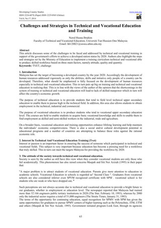Challenges and strategies in technical and vocational education and ...