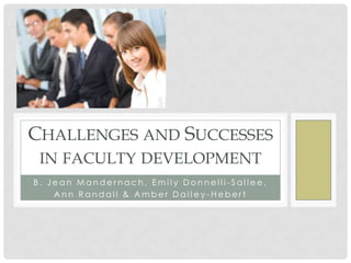 CHALLENGES AND SUCCESSES
 IN FACULTY DEVELOPMENT
B. Jean Mandernach, Emily Donnelli-Sallee,
    Ann Randall & Amber Dailey-Hebert
 