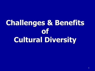 1
Challenges & Benefits
of
Cultural Diversity
 