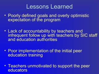 Challenges faced in supporting peer educators in tanzanian primary ...