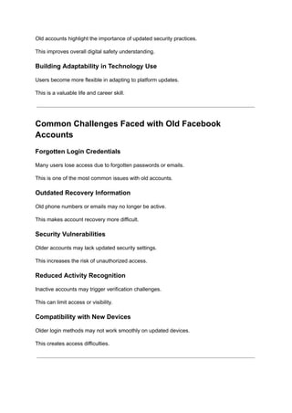 Challenges Faced with Old Facebook Accounts and Solutions_ An ...