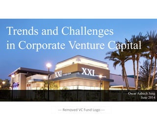 Let’s get started.
Oscar Aabech Jung
July 2014
Oscar Aabech Jung
June 2014
Trends and Challenges
in Corporate Venture Capital
--- Removed VC Fund Logo ---
 