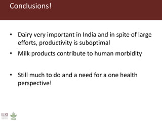Challenges in intensifying India smallholder dairy production: Health risks and productivity gaps