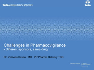 Challenges in Pharmacovigilance  - Different sponsors, same drug Dr. Vishwas Sovani  MD , VP Pharma Delivery TCS 