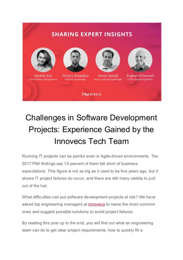 Challenges In Software Development Projects Experience Gained By The 