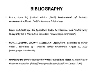 Challenges of agriculture and industrial sector of nepal | PPTX