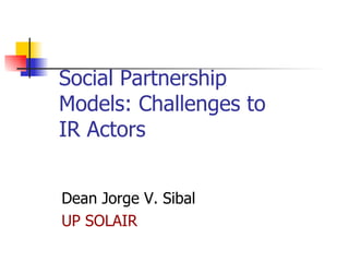 Solair Model Challenges of firm adjustments social partnerships | PPT