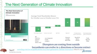 28
The Next Generation of Climate Innovation
Disruptors are coming from outside
Incumbents can evolve in 2 directions or b...