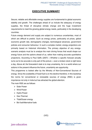 Challenges & opportunities for renewable energy in india | PDF
