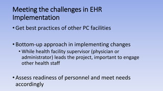 Challenges to EHR use in Philippine primary health care settings | PPTX